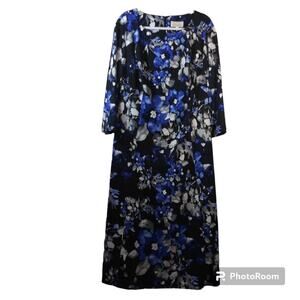 Giovanna Dress D1523P-Black/Royal Floral Pockets Spring Wedding Size 18W